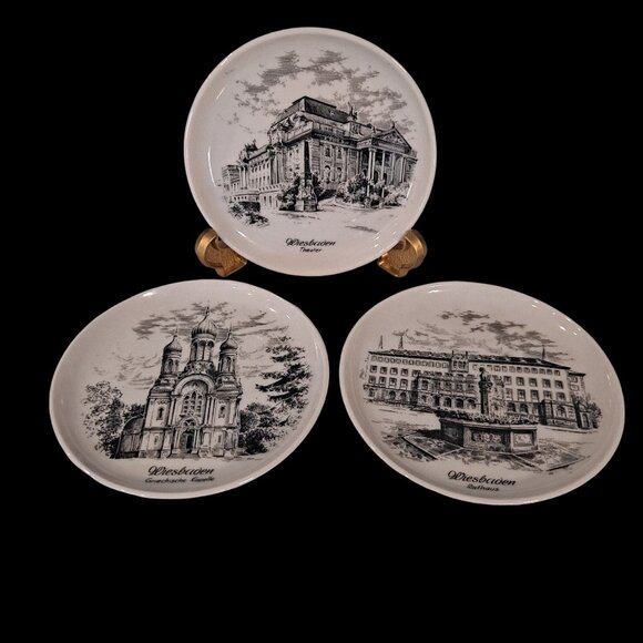 Kaiser Other - Kaiser Miniature German Landmark Plates Coasters Trinket Dishes Germany Set Of 3